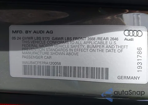 2024 Audi S5 Sportback Prestige Tfsi Quattro Tiptronic z USA, uszkodzony, nr VIN WAUB4CF57RA120058